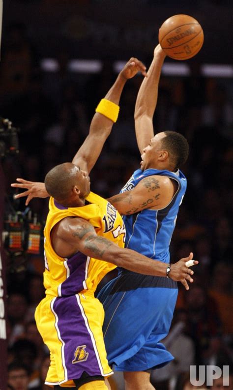 Los Angeles Lakers Kobe Bryant Left Blocks A Shot By Dallas Mavericks Shawn Marion In The
