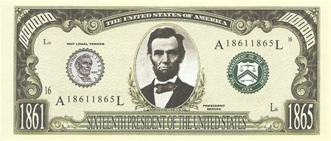One Million Dollars President Series Abraham Lincoln United States