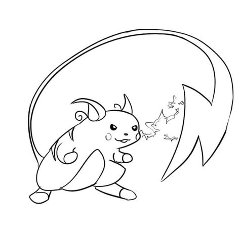 Pokémon Alolan Raichu Para Colorear Imprimir E Dibujar Dibujos
