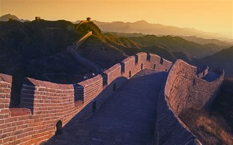 China Great Wall Of China Architecture Sunset Hill