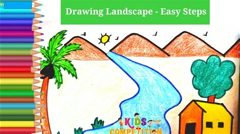 Kids Drawing Landscape For Class1class2 Drawing Topics For Primary