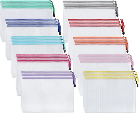 Yoassi A6 Plastic Wallets Pack Of 40 Mesh Zipper Pouch Extra Thick Zip
