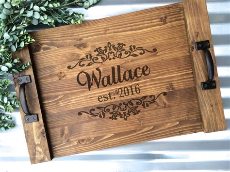 Rustic Personalized Serving Tray Custom Wood Tray Rustic
