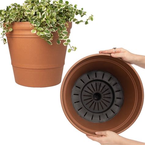 Garden Artist 2 Pack 14 Inch Self Watering Planter Indoor Outdoor Planters Flower Pot With
