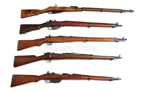 Collection Of World War Ii Military Rifles Stock Image Image Of