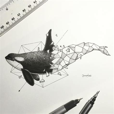 Geometric Beasts Orca By Kerbyrosanes Geometric Animals Animal Art