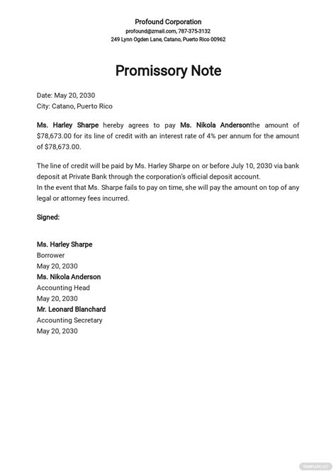 Free Promissory Note Template In Google Docs Template Net