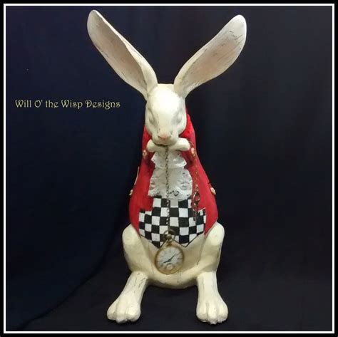 White Rabbit Figurine 14 Tall Alice In Wonderland Etsy