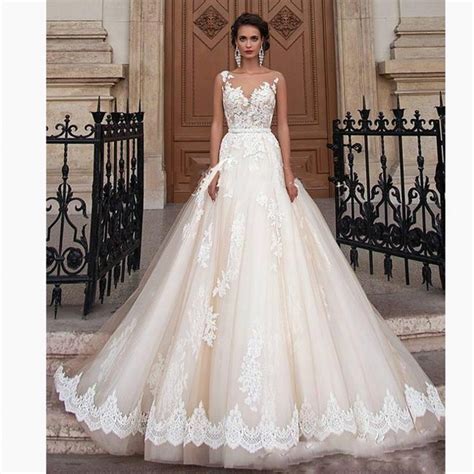 Vestido De Noiva Beige Bridal Gowns 2018 Robe De Mariee Custom Made
