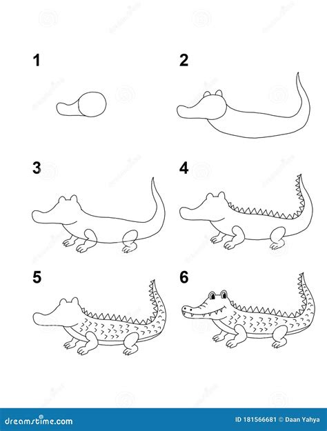 Como Desenhar A Ilustração Passo A Passo Do Desenho Do Crocodilo Com