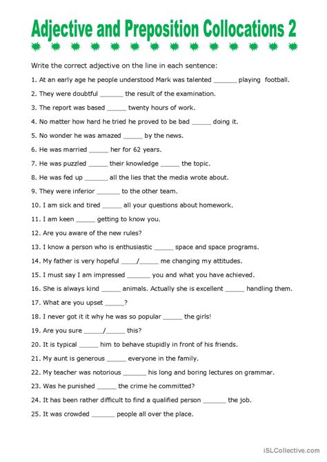 Adjective And Preposition Collocatio English ESL Worksheets Pdf Doc