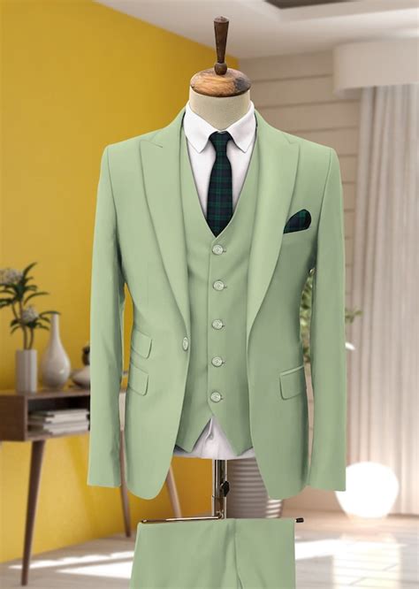 Men Suits Suits For Men Sage Green Three Piece Wedding Suit Etsy