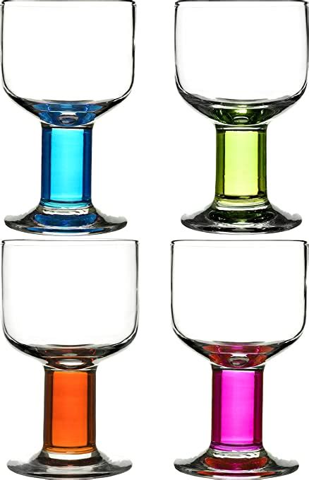 Sagaform Hand Blown All Purpose Wine Glasses Multi Set Of 4 Colored Wine Glasses