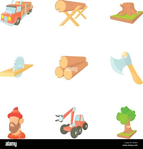 Deforestation Icons Set Cartoon Style Stock Vector Image And Art Alamy