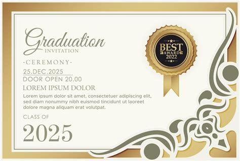 Premium Vector Elegant Graduation Invitation Template With Ornament