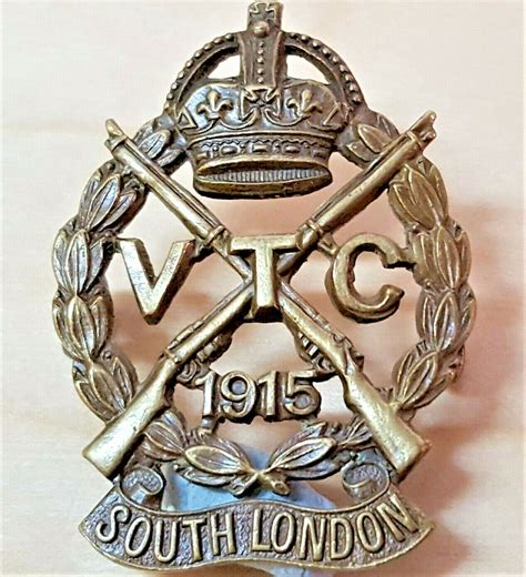 Ww1 British Army Uniform Cap Badge South London Volunteer Training