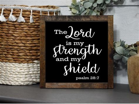 The Lord Is My Strength Psalm 287 Bible Verse Wood Sign Etsy