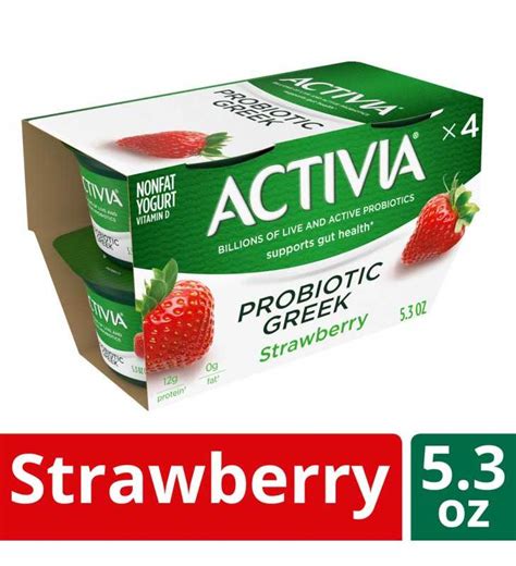 Activia Nonfat Probiotic Strawberry Greek Yogurt 53 Oz Cups 4 Count