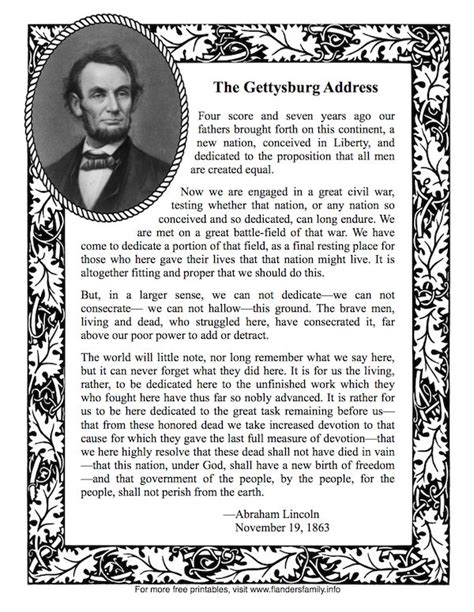 A Potpourri of Printables (and Other Goings On) | History quotes, Gettysburg address printable ...