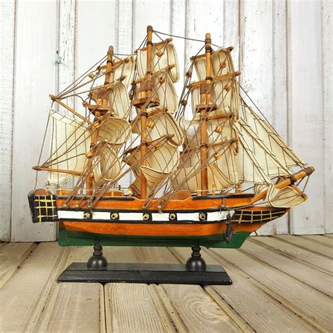 Wooden Model Ships Handcrafted Wooden Ships Set Of 5 Ships Etsy