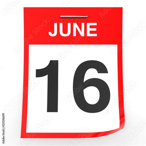 June 16 Calendar On White Background Stock Photo And Royalty Free