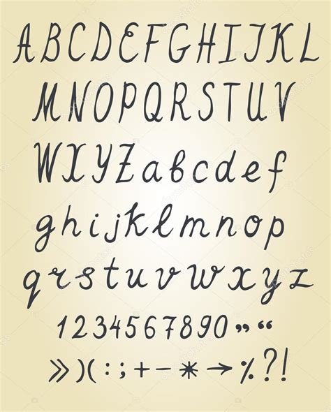 Manuscrita Alfabeto Alfabeto Manuscrita — Vector De Stock © Mooo