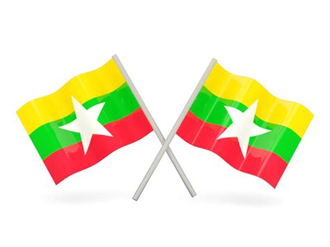 Two Wavy Flags Illustration Of Flag Of Myanmar