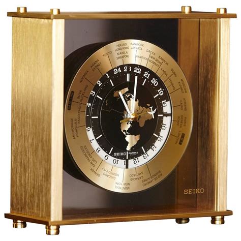 Automatic World Time Brass Desk Clock 25 Time Zones At 1stdibs