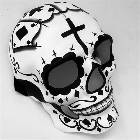 buy masq halloween skeleton mask day of the dead día de muertos wear or deco full face black