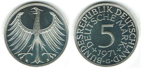 Um weitere zahlen außer 1971 in eine römische zahl umzurechnen, nutzen sie einfach unseren folgenden römische zahlen umrechner! 5 DM 1971 G BRD Bundesrepublik Deutschland, 5 DM ...