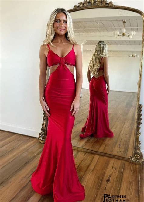 buy sexy spaghetti straps pleats mermaid evening formal dresses 2023