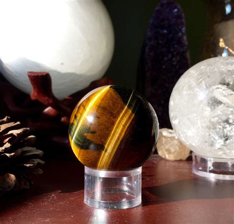 Stunning Gorgeous Tigers Eye Sphere Shown With Wood Stand Etsy