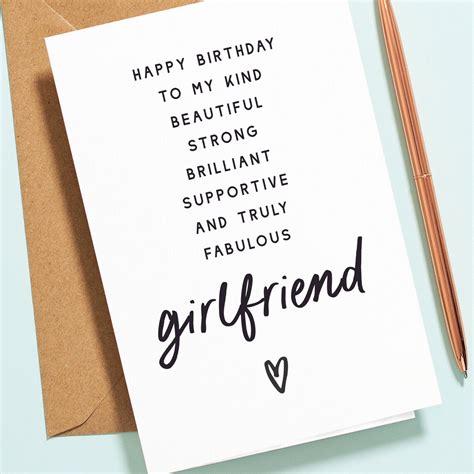 Girlfriend Birthday Card Birthday Card For Girlfriend Etsy Uk