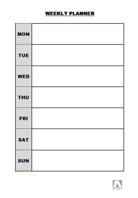 Simple Weekly Planner Stuck In Place Organising