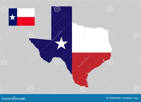 Us State Of Texas Map Outline And Flag Vector Illustration Stock