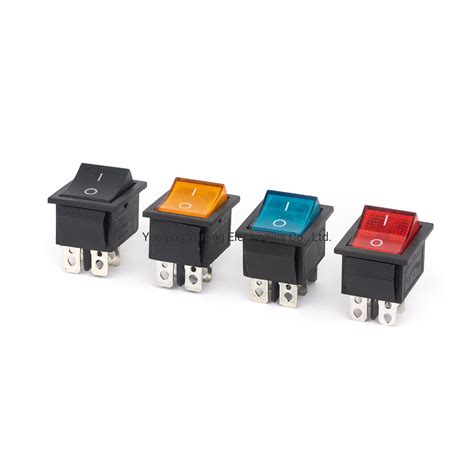 Waterproof Kcd4 Dpst 4 Pins On Off 16A 24V Illuminated Rocker Switch