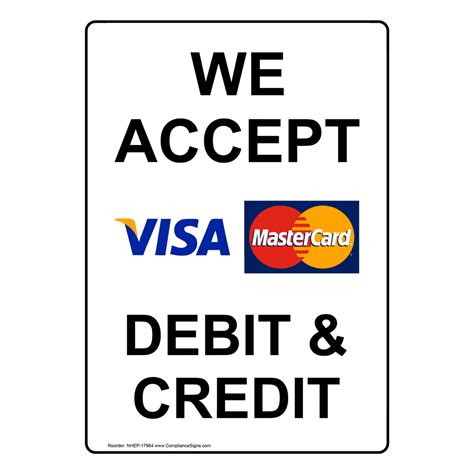 Vertical Sign Retail We Accept Visa Mastercard