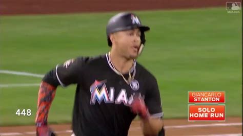 All Giancarlo Stanton 2017 Home Runs With Distances Youtube