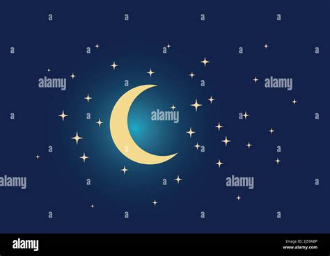 Night Moon Stars Night Sky With Lot Of Shiny Stars Vector