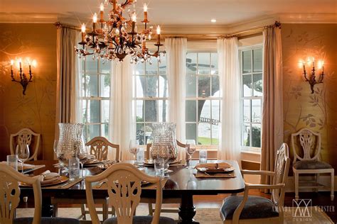 Traditional Riverfront Traditional Dining Room Bay Window Treatments