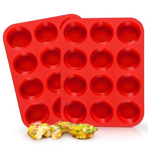 Silicone Muffin Pan Set 2 Pack 12 Cup Mini Cupcake Pan Best Food