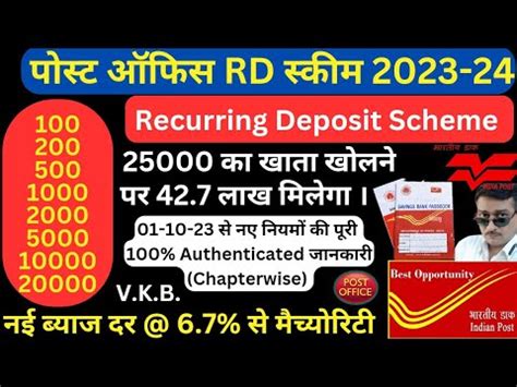 Post Office Rd Scheme Full Detail In Hindi Recurring Deposit