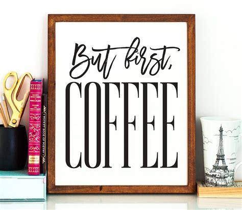But First Coffee Sign Printable Art Coffee Decor Cafe Wall Art
