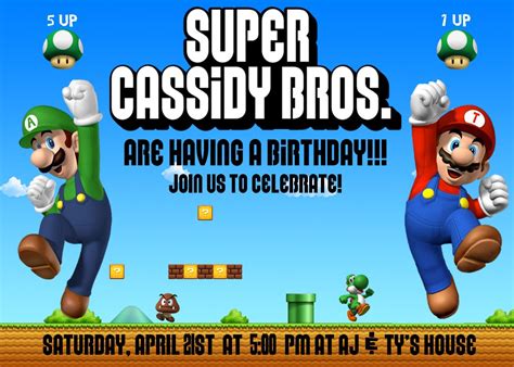 Super Bros Birthday Invitation