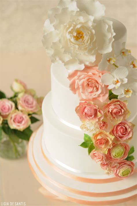 Pink Peach And Mint Wedding Cake