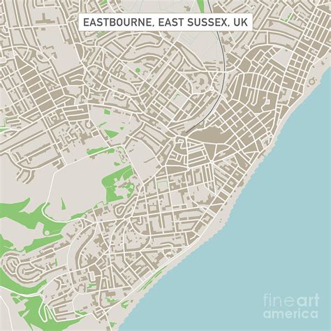 Eastbourne East Sussex Uk City Street Map Digital Art By Frank Ramspott