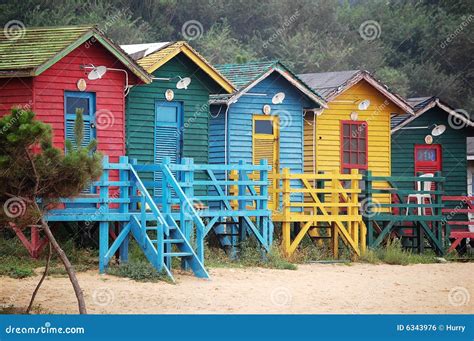 Colorful Beach Huts Stock Photo Image Of Blue Bright 6343976