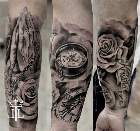 Compass Rose Realistic Underarm Sleeve Tattoo By Lebende Legend Tattoo