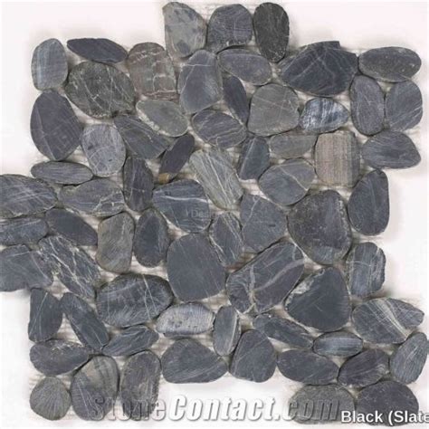 Black Marble Pebble Slice Mosaic Tiles From United States