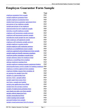 Please assist me in providing a simple guarantor's form format, which will be filled by employees guarantor/next of kin. Employee handbook sample pdf - Edit Online, Fill Out & Download Business Forms in Word & PDF ...